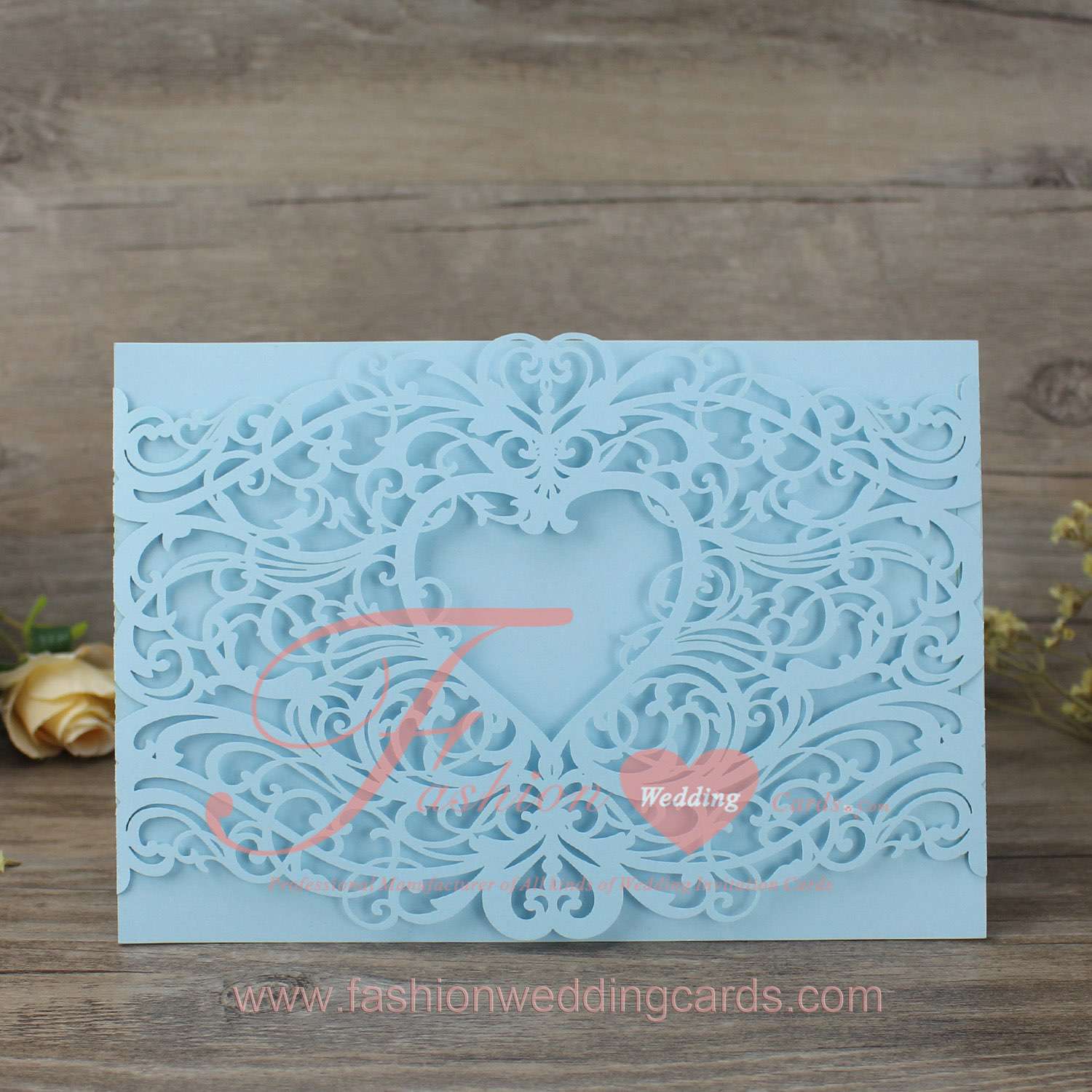 Laser Cut Heart Personalised Wedding Invitations Cards